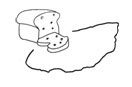 Tekening van een brood op de kaart van Texel
